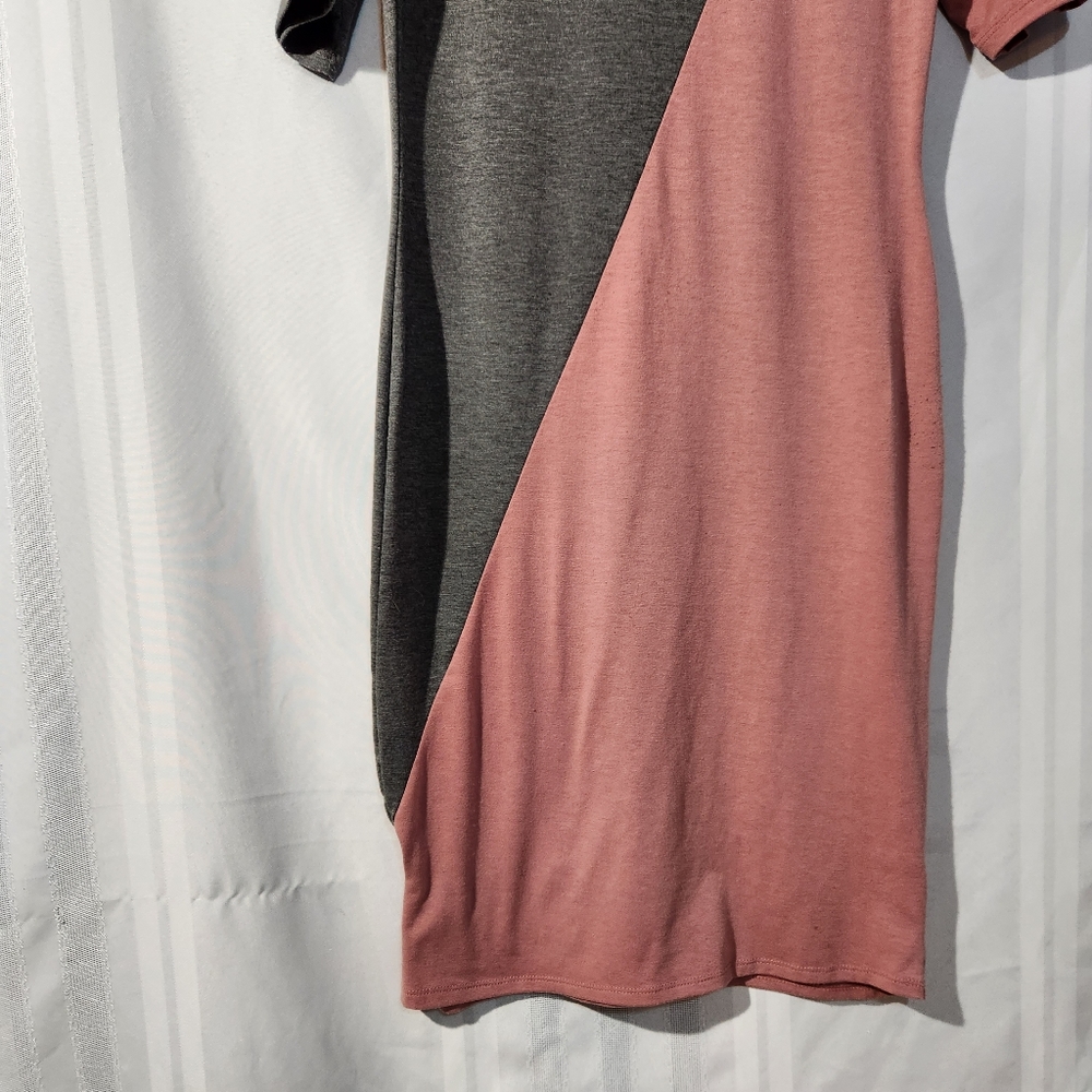 Lularoe Julia Pink And Gray Bi Color Block Dress … - image 4